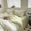 GobekUsa Japanese Grid Printed Cotton Bedding Set in Queen/King for Cozy Sleep