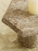GobekUsa Beige Brown Travertine Hexagon Serving Tray Jewelry Plate Home Party Decor
