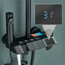 GobekUsa Black Smart Digital Rainfall Shower System with Grey Mixer Tap