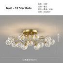 GobekUsa Black Gold Chandelier with Clear Star Glass Ball Pendant Lights