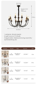GobekUsa Black Metal Chandelier 8 Heads Pendant Lights for Home Decor