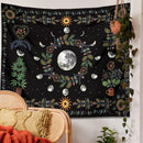 GobekUsa Celestial Moon Phase Floral Tapestry Wall Hanging