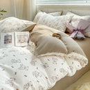 GobekUsa Cozy Pattern Printed 4Pcs Single Bedding Set - Soft Cotton Fabric