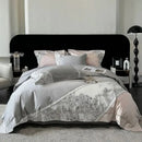 GobekUsa Luxe Butterfly Flowers Embroidery Bedding Set with Duvet Cover Sheet Pillowcases 4Pcs