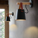 GobekUsa Black Wooden Wall Light Modern E27 LED Sconce Living Room Decor