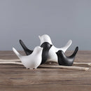 GobekUsa Bird Figurine Set Nordic Ceramic Black White Table Sculptural Ornament