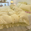 GobekUsa Lace Bedding Set: Printed Design, Single Queen Size, Cozy Quilt Cover, Fitted Sheet, 2 Pillowcases
