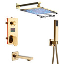GobekUsa Gold Digital Shower Set with 3-Functions LED Rainfall Head