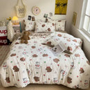 GobekUsa Cartoon Style Printed Comforter Set 4Pcs Lightweight Duvet Kits Bedding Set