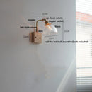 GobekUsa Glass Pink LED Wall Sconce, Pull Chain Switch, Walnut Wood Bedside Lamp