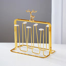 GobekUsa Christmas Reindeer Cups Holder Set for Drying, Decorated with Transparent Glacier Water Glass
