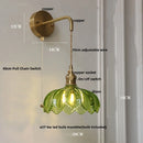 GobekUsa Green Glass LED Wall Lights Fixture with Pull Chain Switch
