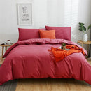 GobekUsa Cotton 4pcs Bedding Set Double Queen Solid Color Duvet Cover Flat Bed Sheet