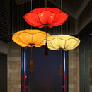 GobekUsa Lotus Leaf Lantern Pendant Light Handmade Fabric Hanging Lamp for Kitchen & Restaurant