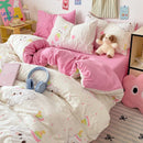 GobekUsa Cartoon Pattern Cotton Bed Sets Quilt Cover Sheet Pillowcase Bedclothes
