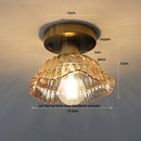 GobekUsa Blue Flower Glass LED Ceiling Light | Nordic Modern Flush Mount Lamp