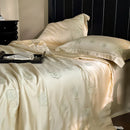 GobekUsa Eucalyptus Fiber Flower Embroidery Quilt Set with Bed Sheet & Pillowcase