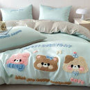 GobekUsa Cartoon Embroidered Cotton Bedding Set with Ice Silk Cooling Technology