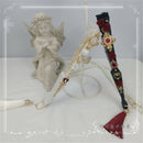 GobekUsa Elegant Gemstone Handle Lace Fan for Dark Gothic Court Party