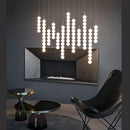 GobekUsa Art Deco LED Glass Pingpong Pendant Light in Gold Chrome Black.