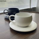 GobekUsa Frosted 250ml Ceramic Cup & Saucer Set for Coffee, Tea, Juice