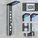 GobekUsa Black LED Waterfall Rain Shower Panel Faucet Set with Massage Jets