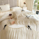 GobekUsa Lace Ruffles Princess Bedding Set, Velvet Duvet Cover, Plush Bed Sheet, Pillowcases