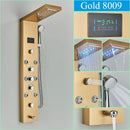 GobekUsa LED Shower Panel Column Faucet with Rainfall Waterfall, Back Jet, Mixer Tap