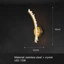 GobekUsa Crystal Gold Metal Wall Light: Luxury Stainless Steel Sconce for Home Decor