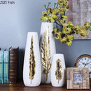 GobekUsa Gold Feather Vase & Artificial Flowers Set - Modern Home Decor
