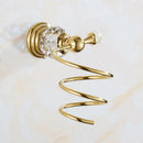 GobekUsa Brass and Crystal Bathroom Accessories Set: Shelf, Robe Hook, Paper Holder, Brush Holder