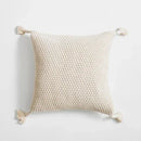 GobekUsa Knitted Grey Ivory Geometric Pillow Cover with Tassels, 45cm x 45cm