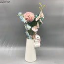 GobekUsa Lovely Rabbit Ceramic Vase Pot for Floral Arrangement, Table Decor & Aesthetic Room Appeal