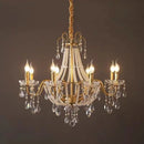 GobekUsa Gold Crystal Pearl Chandelier LED Pendant Lights Luxe Living Room Decor