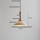 GobekUsa LED Pendant Light Ash Wood White Ceramic Japanese Style Hanging Lamp