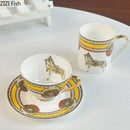 GobekUsa Bone Porcelain Coffee Mug Cup Saucer Set for Dining Table Tea Fruits Juice
