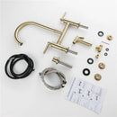 GobekUsa Brushed Gold Kitchen Faucet with Hand Shower Head Pot Filler Tap & Black Sink Spout