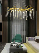 GobekUsa Large Droplet Crystal Chandelier: Modern Bedroom & Restaurant Pendent Lamp