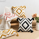 GobekUsa Boho Diamond Pillow Cover Set - Orange Pink Green Black - 45x45cm 30x50cm