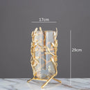 GobekUsa Gold Frame Glass Vase with Rattan Branches for Home Decor & Flower Arrangement