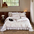 GobekUsa French Rose Flowers Print Bedding Set, Elegant Ruffles Princess Collection