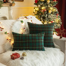 GobekUsa Christmas Plaid Cushion Cover, Classic Green Red Throw Pillow for Home Decor