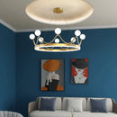 GobekUsa Glass Crown Chandelier Pendant Light for Bedroom Ceiling, Modern Suspension Lamp