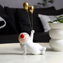 GobekUsa Clown Bust Sculpture: Golden Candy/Key Tray Kids Balloons Figurine Decor