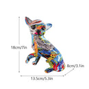 GobekUsa Chihuahua Dog Ornament Resin Handicrafts Home Decor Graffiti Art 18cm