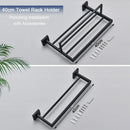 GobekUsa Black Towel Rack Bar 40cm SUS304 Modern Gold Cloth Holder Wall Mounted