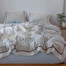 GobekUsa Korean Seersucker Lace Ruffles Bedding Set for Girls