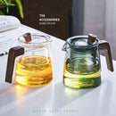 GobekUsa Glass Teapot Wood Handle Set - Chinese Tea Ceremony, High Boron Silicon Pot