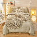 GobekUsa Brushed Cotton Flower Embroidery Bedding Set with Stereoscopic Handwork