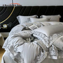 GobekUsa Luxe 1500TC Egyptian Cotton Lace Wide Edge Bedding Set: Duvet Cover, Sheet, Pillowcases